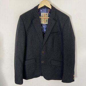 Desigual Men EU52 US 42 Black Charcoal Blazer Jacket Wool Blend